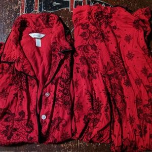 Soma Long Red Floral Pajama Set